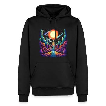 Escalier vers le ciel - Art du château psychédélique - Sweat à capuche Premium bio Homme - noir - Devant - Nico (187cm)