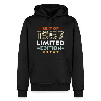 Retro 1957 Vintage Geschenk 67. Geburtstag 67 Jahre - Männer Premium Bio Hoodie - Schwarz - Vorne - Nico (187cm)