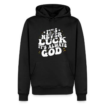 It's never luck it's always god - Sweat à capuche Premium bio Homme - noir - Devant - Nico (187cm)