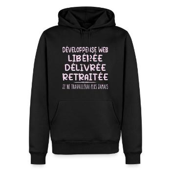 Développeuse web célèbre sa retraite avec humour - Sweat à capuche Premium bio Homme - noir - Devant - Nico (187cm)