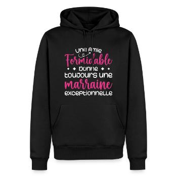 Amie formidable donne une marraine exceptionnelle - Sweat à capuche Premium bio Homme - noir - Devant - Nico (187cm)