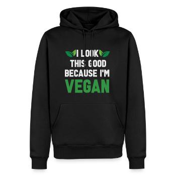 Vegan Fleischlos Tierlieb & Veganer - Männer Premium Bio Hoodie - Schwarz - Vorne - Nico (187cm)