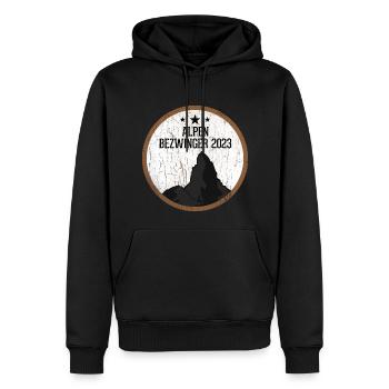 Alpenbezwinger 2023 Alpenüberquerung Finisher - Männer Premium Bio Hoodie - Schwarz - Vorne - Nico (187cm)