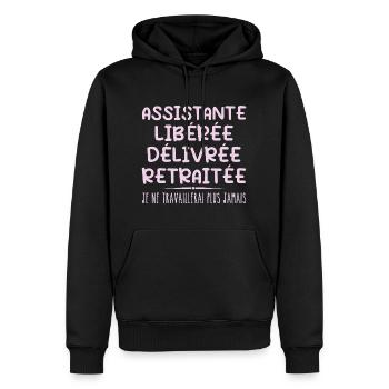 Assistant celebrates her retirement with humor gift - Men’s Premium Organic Hoodie - black - Front - Nico (187cm)