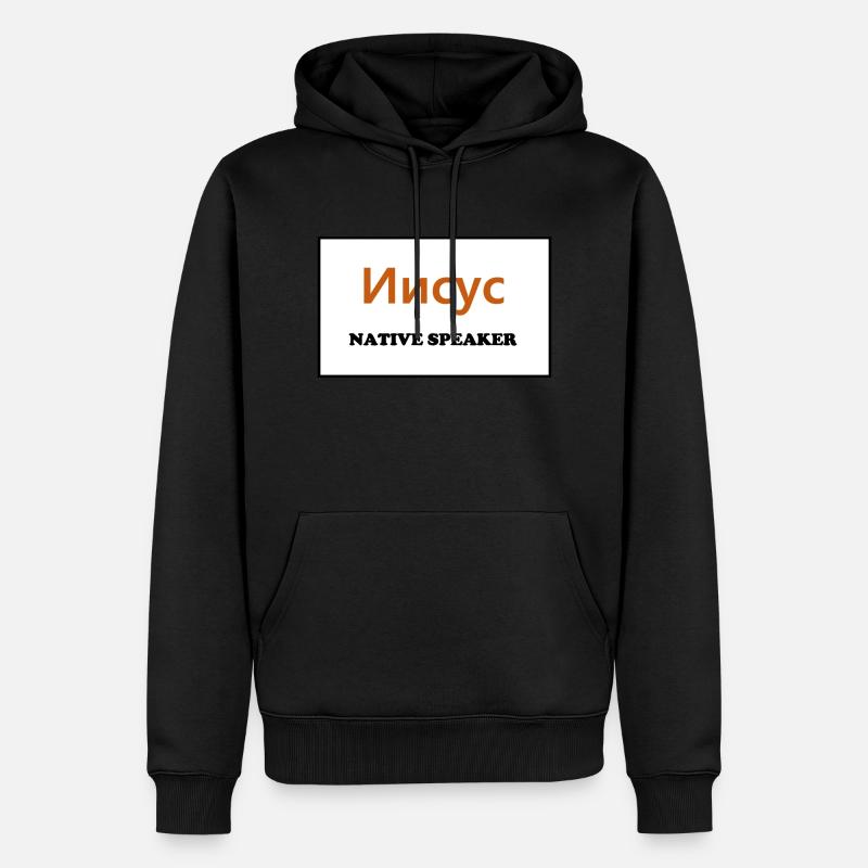 Native Speaker, russisch - Männer Premium Bio Hoodie - Schwarz