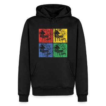 Piano Pop-Art - Sweat à capuche Premium bio Homme - noir - Devant - Nico (187cm)