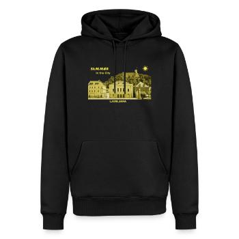 Été Ljubljana Slovénie capitale château de la ville - Sweat à capuche Premium bio Homme - noir - Devant - Nico (187cm)