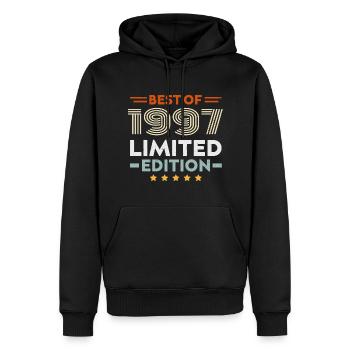 Retro 1997 Vintage Cadeau 27e Anniversaire 27 Ans - Sweat à capuche Premium bio Homme - noir - Devant - Nico (187cm)