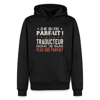 Un Traducteur, le Métier de Rêve Mis à l’Honneur - Sweat à capuche Premium bio Homme - noir - Devant - Nico (187cm)
