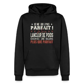 Lanceur de poids le Métier de Rêve Mis à l’Honneur - Sweat à capuche Premium bio Homme - noir - Devant - Nico (187cm)