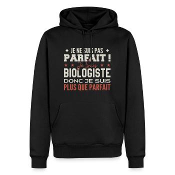 Un Biologiste, le Métier de Rêve Mis à l’Honneur - Sweat à capuche Premium bio Homme - noir - Devant - Nico (187cm)
