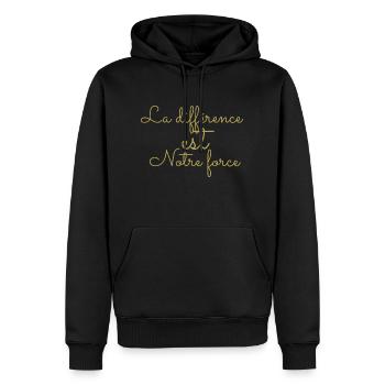 Explorez l inconnu créez l inoubliable 1 - Sweat à capuche Premium bio Homme - noir - Devant - Nico (187cm)