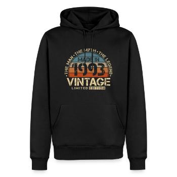 1993 Vintage né homme mythe légende - Sweat à capuche Premium bio Homme - noir - Devant - Nico (187cm)