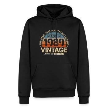 1989 Vintage né homme mythe légende - Sweat à capuche Premium bio Homme - noir - Devant - Nico (187cm)