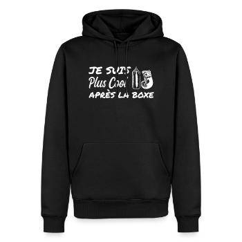 Je suis plus cool après la boxe | humour boxing - Sweat à capuche Premium bio Homme - noir - Devant - Nico (187cm)