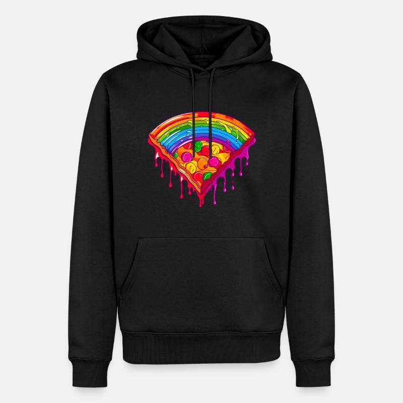 Regenbogen Pizzastück - Männer Premium Bio Hoodie - Schwarz