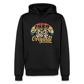 Original 1989 Vintage Anniversary Gift 1989 - Men’s Premium Organic Hoodie - black - Front - Nico (187cm)