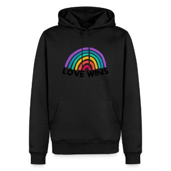Love Graphic Love gewinnt Rainbow - Männer Premium Bio Hoodie - Schwarz - Vorne - Nico (187cm)