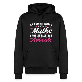 Femme Idéale est Avocate - Cadeau Humour Avocate - Sweat à capuche Premium bio Homme - noir - Devant - Nico (187cm)