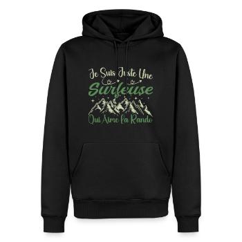 Surfeuse aventurier passionnée de Randonnée cadeau - Sweat à capuche Premium bio Homme - noir - Devant - Nico (187cm)