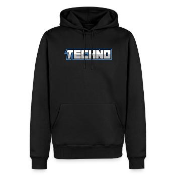 Techno - Sweat à capuche Premium bio Homme - noir - Devant - Nico (187cm)