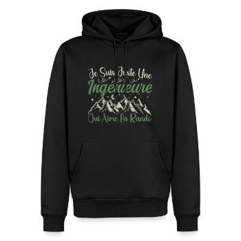 Ingénieure aventurier passionnée de Randonnée - Sweat à capuche Premium bio Homme - noir - Devant - Nico (187cm)