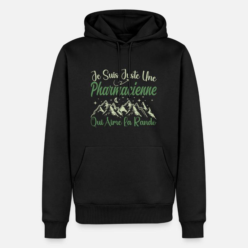 Pharmacienne aventurier passionnée de Randonnée - Sweat à capuche Premium bio Homme - noir