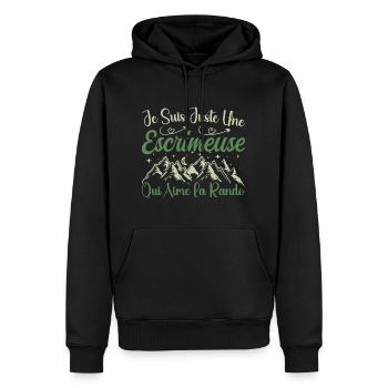 Escrimeuse aventurier passionnée de Randonnée - Sweat à capuche Premium bio Homme - noir - Devant - Nico (187cm)