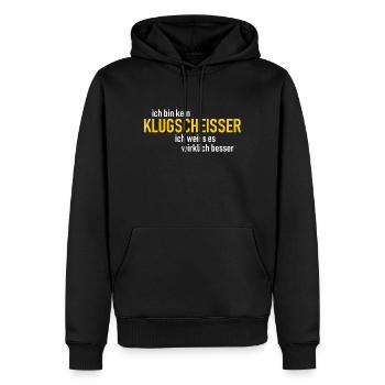 ich bin kein Klugscheisser, ich weiss es w. besser - Männer Premium Bio Hoodie - Schwarz - Vorne - Nico (187cm)