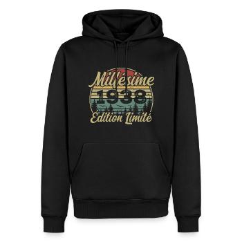 Millésime 1938 - Cadeau Pour le 86e Anniversaire - Sweat à capuche Premium bio Homme - noir - Devant - Nico (187cm)