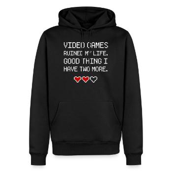 Gamer gaming games heart life health - Männer Premium Bio Hoodie - Schwarz - Vorne - Nico (187cm)