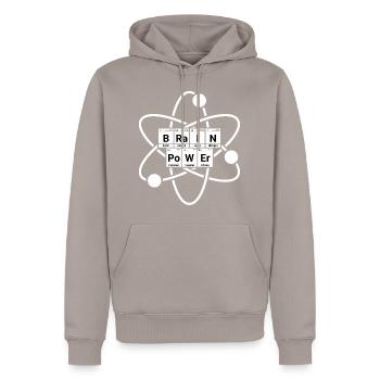 Brain Power Atom Chemistry - Men’s Premium Organic Hoodie - taupe - Front - Nico (187cm)