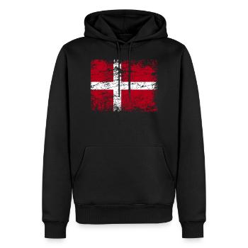 Danemark Drapeau Vintage Copenhague UE Danois - Sweat à capuche Premium bio Homme - noir - Devant - Nico (187cm)