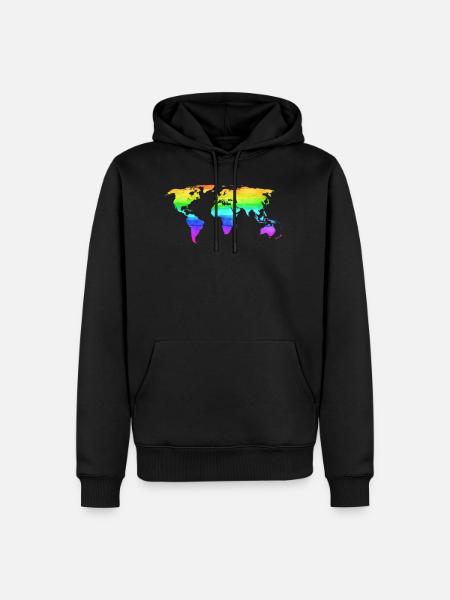 Rainbow World Map - Men’s Premium Organic Hoodie - black