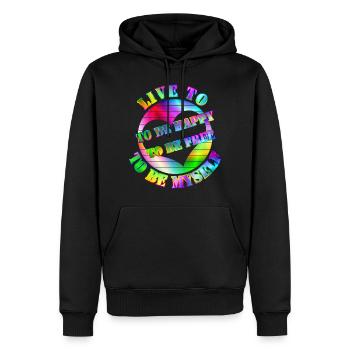 Leben Glücklich Frei Regenbogen Herz - Männer Premium Bio Hoodie - Schwarz - Vorne - Nico (187cm)