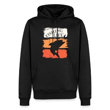 Pêcheur Pêcheur Poisson Pêche Vie Hobby - Sweat à capuche Premium bio Homme - noir - Devant - Nico (187cm)
