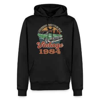 Vintage retro 1984 birthday 1984 - Men’s Premium Organic Hoodie - black - Front - Nico (187cm)