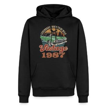 Vintage rétro 1987 anniversaire 1987 - Sweat à capuche Premium bio Homme - noir - Devant - Nico (187cm)