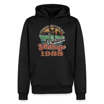 Vintage rétro 1988 anniversaire 1988 - Sweat à capuche Premium bio Homme - noir - Devant - Nico (187cm)