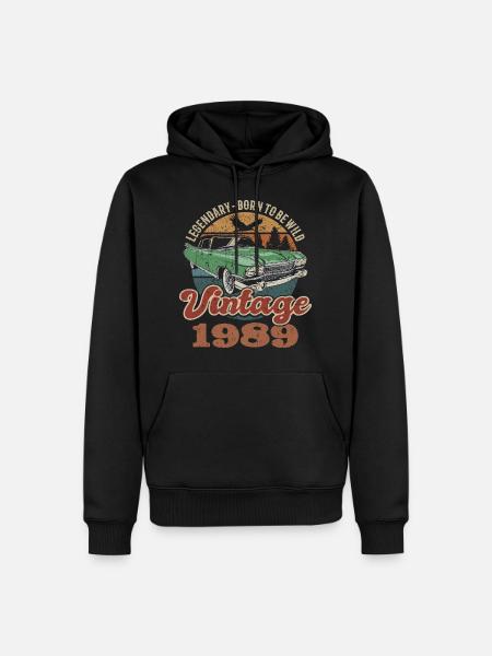 Vintage rétro 1989 anniversaire 1989 - Sweat à capuche Premium bio Homme - noir