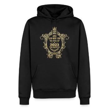 Édition limitée 2023 - Sweat à capuche Premium bio Homme - noir - Devant - Nico (187cm)