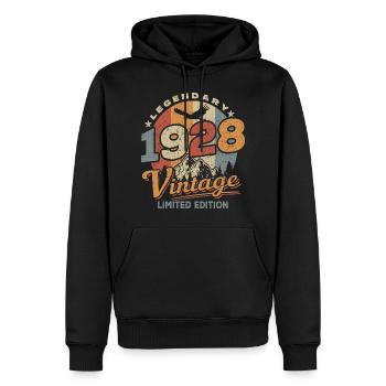 Anniversaire 1928 - 95 ans - Sweat à capuche Premium bio Homme - noir - Devant - Nico (187cm)