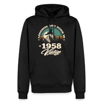 Legenden werden im 1958 geboren - Männer Premium Bio Hoodie - Schwarz - Vorne - Nico (187cm)