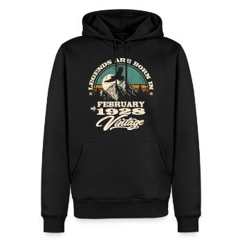 Les légendes naissent en février 1928 - Sweat à capuche Premium bio Homme - noir - Devant - Nico (187cm)
