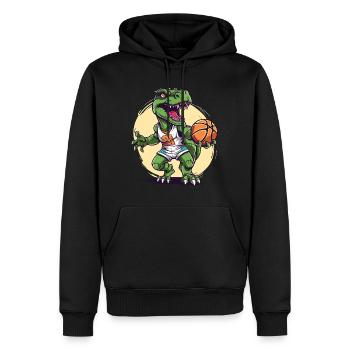 Basketball Dinosaure T-Rex Player Sports Cartoon - Sweat à capuche Premium bio Homme - noir - Devant - Nico (187cm)