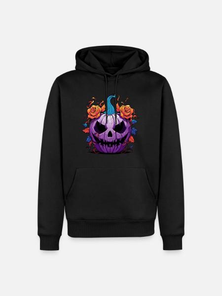 Halloween Citrouille - Sweat à capuche Premium bio Homme - noir