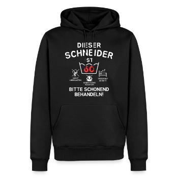 Dieser Schneider ist 60. Schonend behandeln - Männer Premium Bio Hoodie - Schwarz - Vorne - Nico (187cm)
