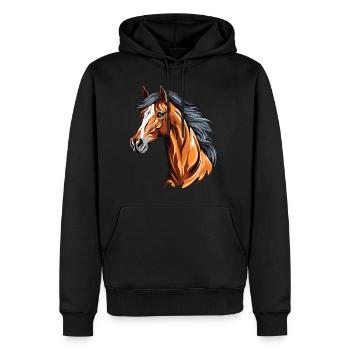 Realistisches Pferdeporträt - Männer Premium Bio Hoodie - Schwarz - Vorne - Nico (187cm)