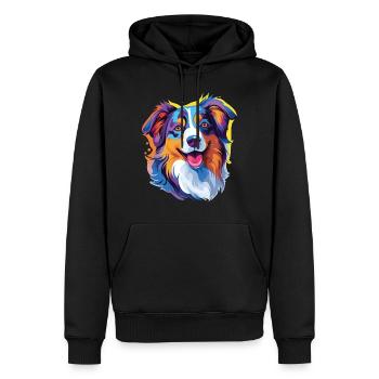 Australian Shepherd pop art - Men’s Premium Organic Hoodie - black - Front - Nico (187cm)