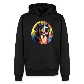Bernese Mountain Dog pop art - Men’s Premium Organic Hoodie - black - Front - Nico (187cm)